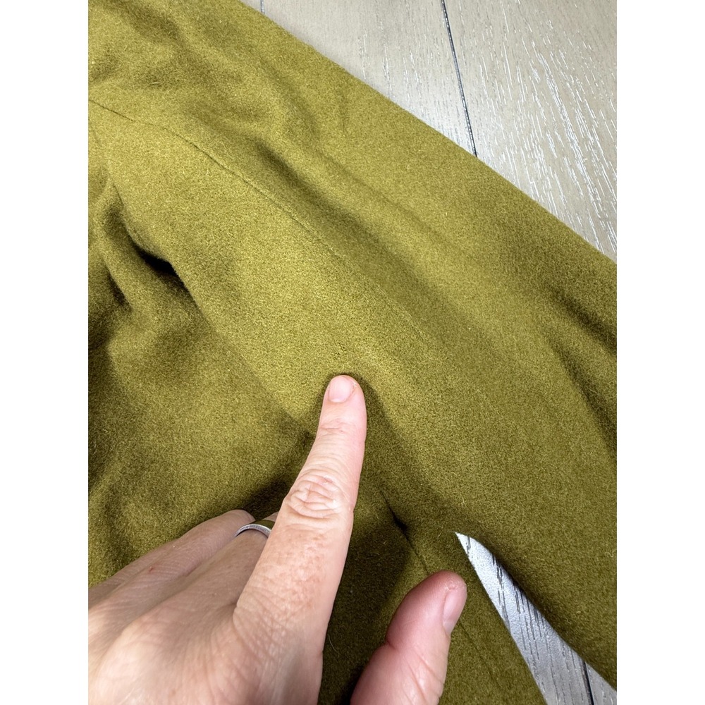 Sparkle & Fade Wool Blend Moto Jacket Large Double Breasted Peacoat Olive - Picture 10 of 16